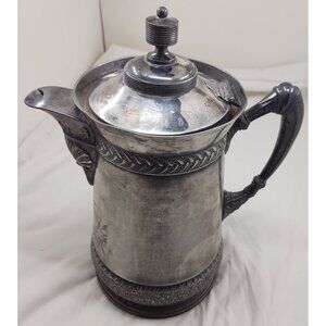 Meriden Britannia Victorian Silverplate Ice Water Pitcher #193 Repoussé Ornate